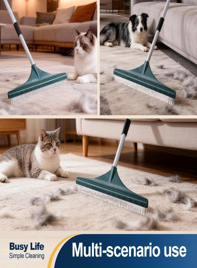 Yocada Carpet Rake for Pet Hair Removal Reusable Pet Hair Remover Telescopic Carpet Scraper Sweeper Cat Dog Hair Remover Rake Brush for Rugs Mats 56.69" - Image 4